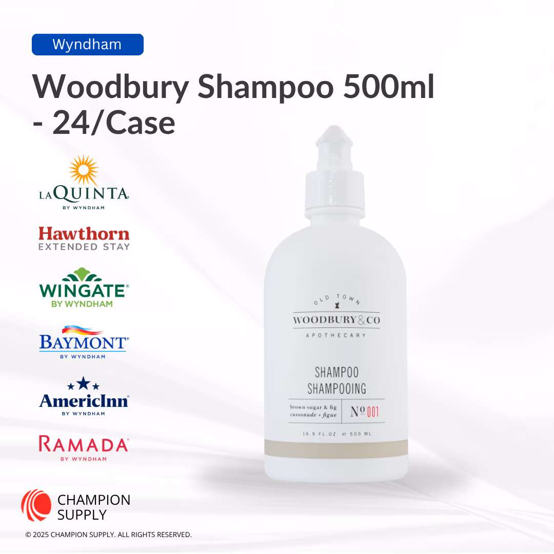 Woodbury & Co 16.9 fl.oz/500ml Brown Sugar & Fig Shampoo in non-refillable round pump bottle, Case of 24
